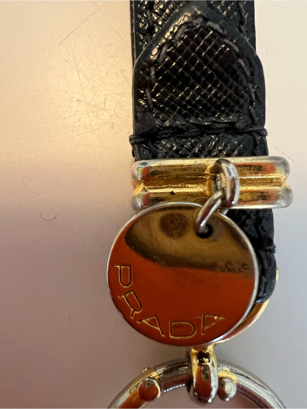 Prada Black Leather Strap Keychain with Gold Hardware - Picture 2 of 3